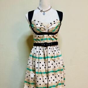 Charming Betsey Johnson Polka Dot Halter Sundress w/Belt